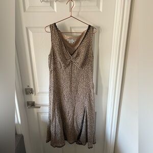 Vintage Maggy London Polka Dot Silk Slip Dress Lace Trim Midi Y2K 90s Size 14